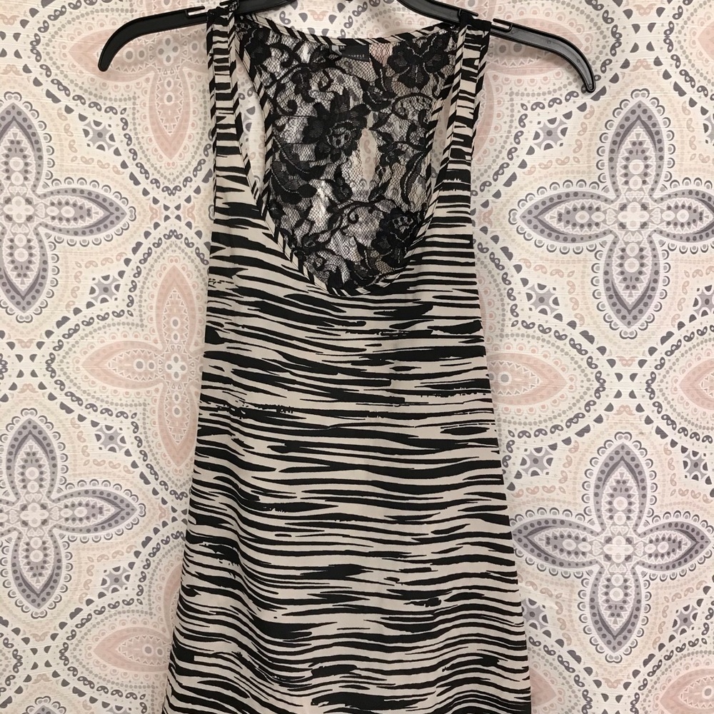 Sparkle and Fade stripped & lace racerback top